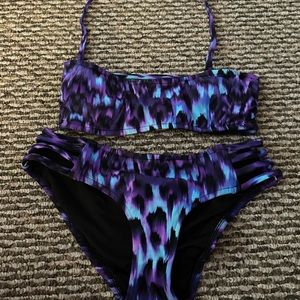 Venus purple cheetah bandeau bikini